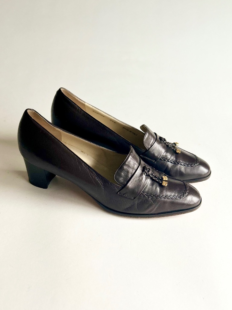 Bally Brown Genuine Leather Classic Pumps Size 8.5n